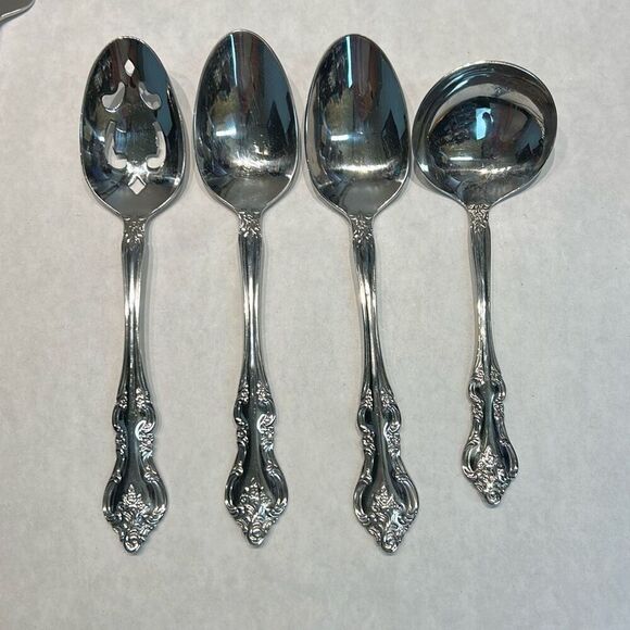 Wallace 18/10 Stainless Serving Set Pieces Utensils Scrolls Flowers Floral Pie C - Picture 4 of 9